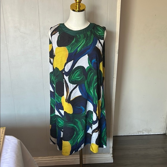 Abstract Print Sleeveless Mini Dress - Picture 1 of 6